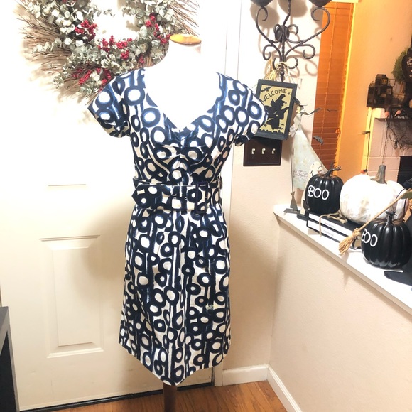 Beautiful Blues Circle Design Etcetera Midi Dress - Picture 2 of 8